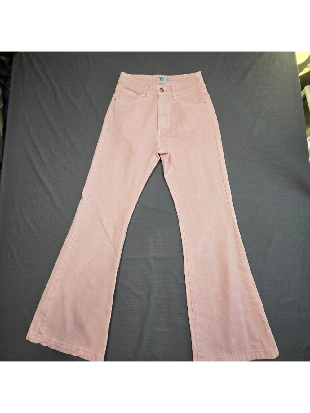 Princess Polly Womens Flare Leg Jeans Pink Cotton Denim EU 34 US 2